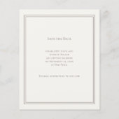 Elfenbein-Taupe-Monogramm-Hochzeit 'Save the Date' Flyer (Hinten)