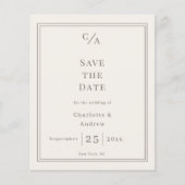 Elfenbein-Taupe-Monogramm-Hochzeit 'Save the Date' Flyer (Vorne)