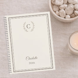 Elfenbein-Taupe Monogramm Personalisiert Stille Lu Notizblock