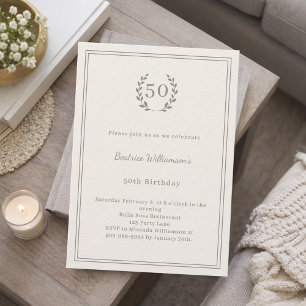 Elfenbein-Taupe-monogrammiertes elegantes Luxus-Ge Einladung