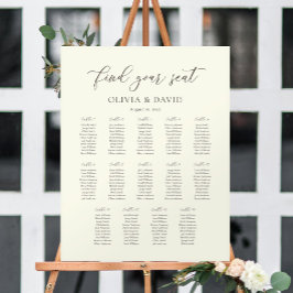 Elfenbein & Taupe Script 14 Tabelle Seating Chart Poster