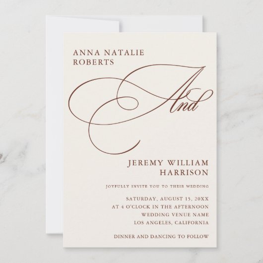 Elfenbein Terracotta Fall Foto Script QR Code Hoch Einladung (Vorderseite)