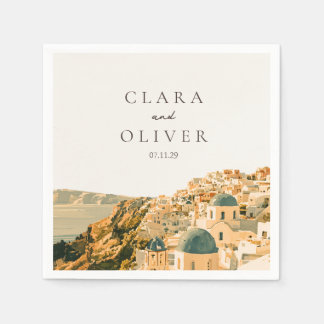 Elfenbein Terrakotta Santorin Caldera Griechische  Serviette