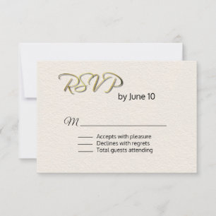 Elfenbein Textured Look Wedding RSVP Karte