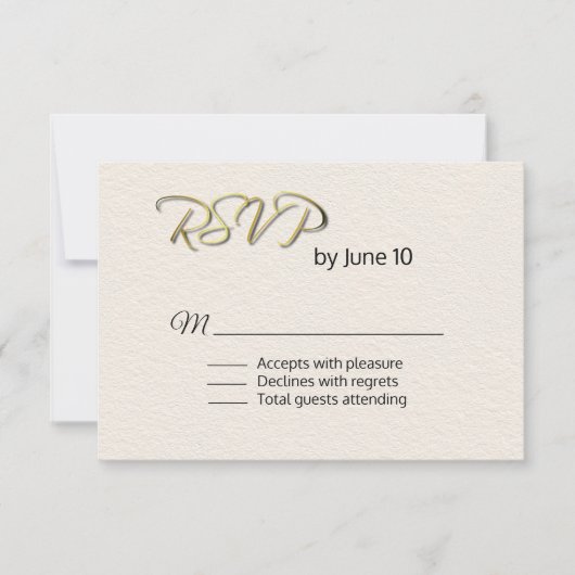 Elfenbein Textured Look Wedding RSVP Karte (Vorderseite)