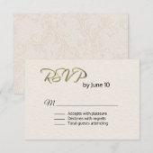 Elfenbein Textured Look Wedding RSVP Karte (Vorne/Hinten)