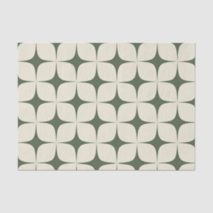 Elfenbein Tiefgrün Mid Century Modern Boho Geometr Seidenpapier