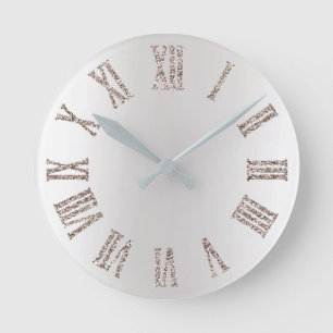 Elfenbein-TitanGlitzer-graues silbernes minimales Runde Wanduhr