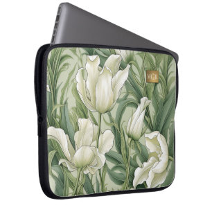 Elfenbein-Tulpen-Serenität - Botanischer Jugendsti Laptopschutzhülle