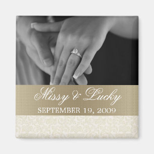 Elfenbein-u. GoldSave the Date Magnet
