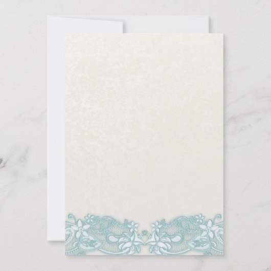 Elfenbein-und Aqua-Vintages Blumen Einladung (Rückseite)