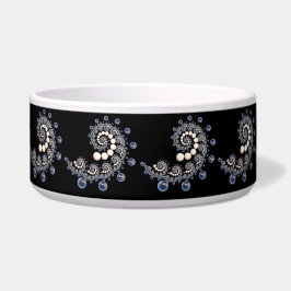 Elfenbein und Blaupearl Spiral Keramik Pet Bowl Napf