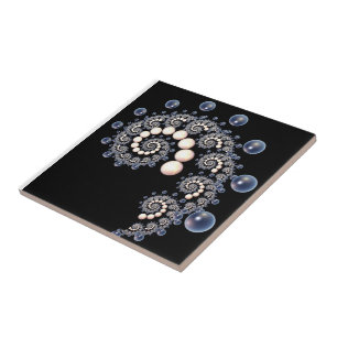 Elfenbein und Blaupearl Spiral Keramik Tiles Fliese