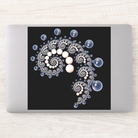 Elfenbein und Blaupearl Spiral Vinyl Sticker (Computer)