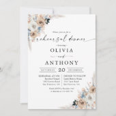 Elfenbein und Blue Boho Probe Abendessen Einladung (Vorderseite)