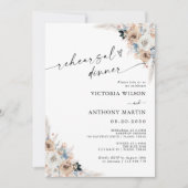 Elfenbein und Blue Boho Probe Abendessen Einladung (Vorderseite)