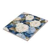 Elfenbein und Blue Hydrangea Blumenkohl Fliese (Seite)