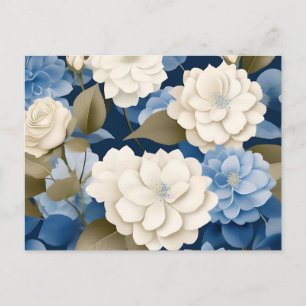 Elfenbein und Blue Hydrangea Blumenkohl Postkarte