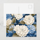 Elfenbein und Blue Hydrangea Blumenkohl Postkarte (Vorne/Hinten)