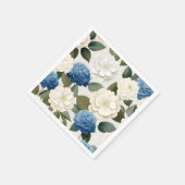 Elfenbein und Blue Hydrangea Serviette (Ecke)