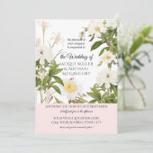 Elfenbein und Blush Vanilla Rose w Leaf Foliag Wed Einladung (Stehend Vorderseite)