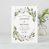 Elfenbein und Blush Wedding Sprigs Einladung (Stehend Vorderseite)