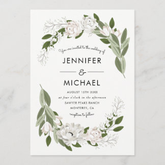 Elfenbein und Blush Wedding Sprigs Einladung