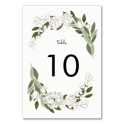 Elfenbein und Blush Wedding Sprigs Tischnummer (Vorderseite)