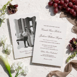 Elfenbein und Braune Hochzeit Einladung