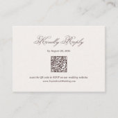Elfenbein und Braune Hochzeit RSVP Karte Qr Code (Vorderseite)