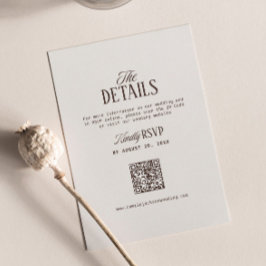 Elfenbein- und Braune Hochzeitsdetails RSVP Qr Cod Begleitkarte