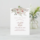 Elfenbein und Burgund Wasserfarben Floral Rettete Save The Date (Stehend Vorderseite)