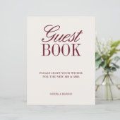 Elfenbein- und Burgunder-Gästebuch-Hochzeitstisch- (Stehend Vorderseite)