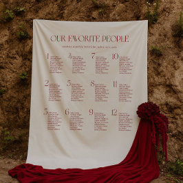 Elfenbein- und Burgunder-Hochzeitssitzplan-Stoff  Wandteppich