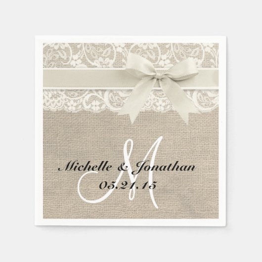 Elfenbein und Burlap Rustic Wedding Napkin Ivory Serviette (Vorderseite)