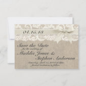 Elfenbein und Burlap Wedding retten das Datum Save The Date (Vorderseite)