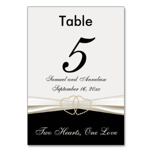 Elfenbein und Champaign Satin Ribbon Tischnummer