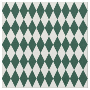 Elfenbein- und Dunkelgrüne Harlekin-Diamanten Stoff