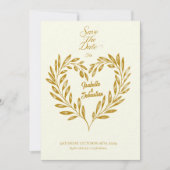 Elfenbein und Dunkles Gold Herz Save the Date Hoch Einladung (Vorderseite)