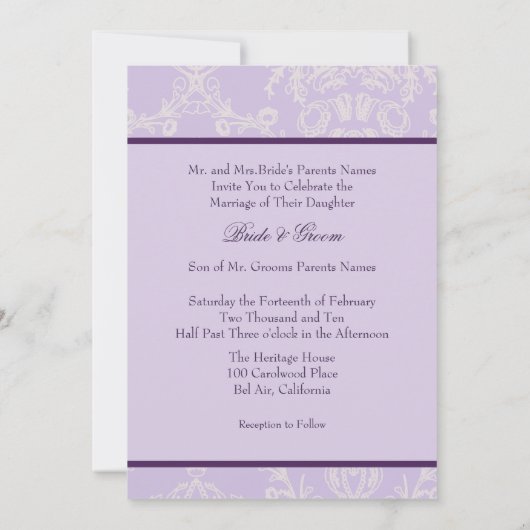 Elfenbein und Elfenbeincreme, Hochzeit nach Maß Einladung (Rückseite)