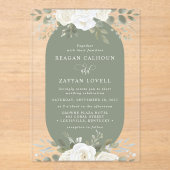 Elfenbein und Elfenbeinküche Elegante Blumenhochze Acryleinladungen (Vorderseite)