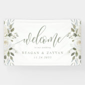 Elfenbein und Elfenbeinküche Elegante Blumenhochze Banner (Horizontal)