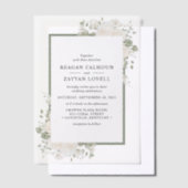 Elfenbein und Elfenbeinküste - elegante Blumengest Pergament Einladungen (Versetzt)