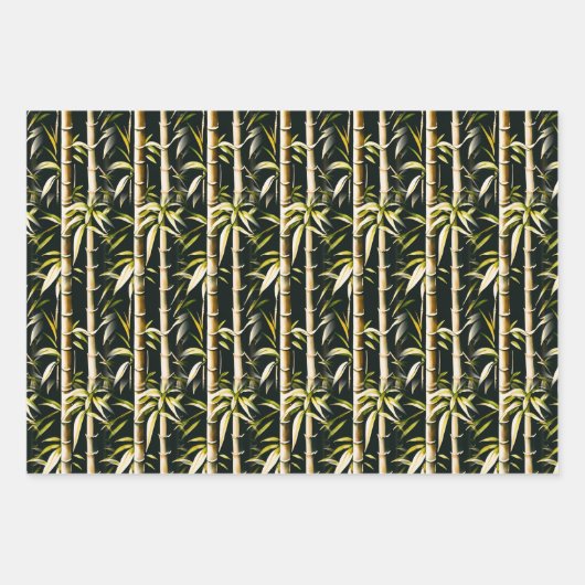 Elfenbein und Gold Bamboo Geschenkpapier Set (Vorderseite 2)