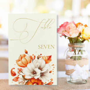 Elfenbein- und Gold-Blumentisch-Nummer Sockelschild