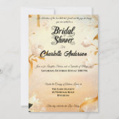 Elfenbein und Gold Brautparty mit Spitzen und Blum Einladung (Vorderseite)