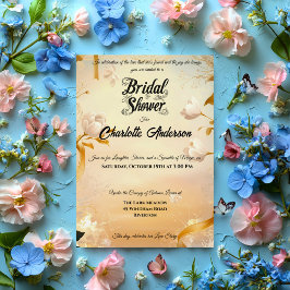 Elfenbein und Gold Brautparty mit Spitzen und Blum Einladung