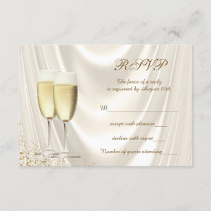 Elfenbein und Gold Champagner RSVP Karte