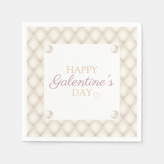 Elfenbein und Gold Galentin's Day Cocktail Napkin Serviette (Vorderseite)