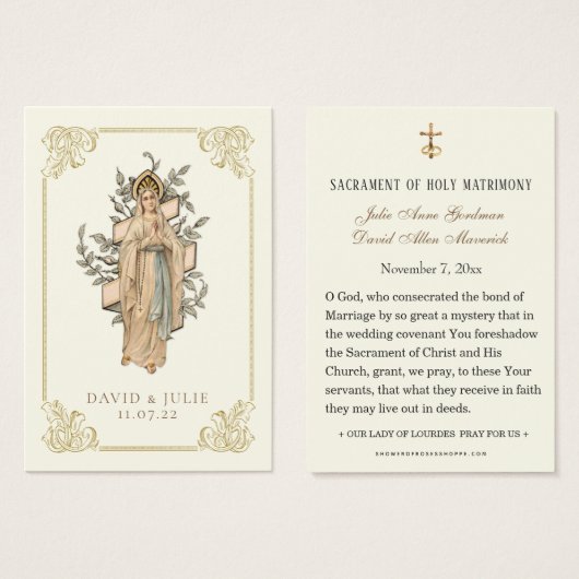 Elfenbein und Gold katholische Lourdes Hochzeitsge (Vorne & Hinten)